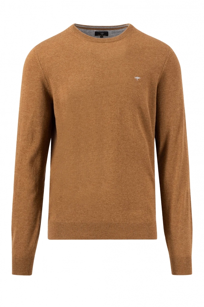 Fynch-Hatton Fynch-Hatton  Crew Neck Meroino Wool Knitwear Walnut Brown